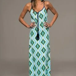 Cindy Print Maxi Dress - Turquoise + Multi