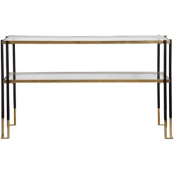 Kentmore 54 Inch Two-Toned Matte Black And Brushed Gold Console Table