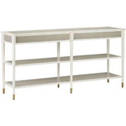 Aster 67 Inch Off White/Fog/Polished Brass Console Table, Winterthur Collection
