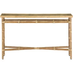 Silang 48 Inch Natural Rattan/Clear Console Table