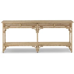 Olisa 72 Inch Natural And Brown Carafe Console Table, Large -Bezier shop 3000 0246 3