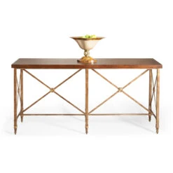 Chelsea House 78 Inch Antique Gold Metal Base Console Table