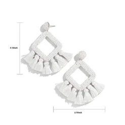 Baha Beaded Silk Tassel Earrings -Bezier shop 41B3 EOienL