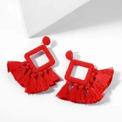 Baha Beaded Silk Tassel Earrings -Bezier shop 41pUm49lt4L