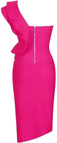 Valentina One Shoulder Ruffle Bodycon Midi Dress 6 Valentina One Shoulder Ruffle Bodycon Midi Dress - Image 6
