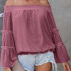 Sweet Pea Off The Shoulder Polka Dot Bell Sleeve Top - White, Rose, Blue, Pink Or Sage -Bezier shop 51GoEkwyeWL