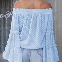 Sweet Pea Off The Shoulder Polka Dot Bell Sleeve Top - White, Rose, Blue, Pink Or Sage -Bezier shop 51 2BK8ApGn0L
