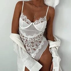Skye Lace Bodysuit - White 9 Skye Lace Bodysuit - White -Bezier shop 51i PVZj 2BxL