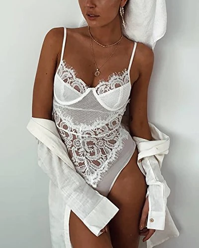 Skye Lace Bodysuit - White 3 Skye Lace Bodysuit - White - Image 3