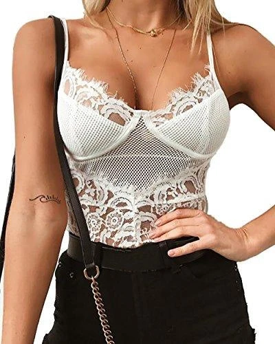 Skye Lace Bodysuit - White 1 Skye Lace Bodysuit - White