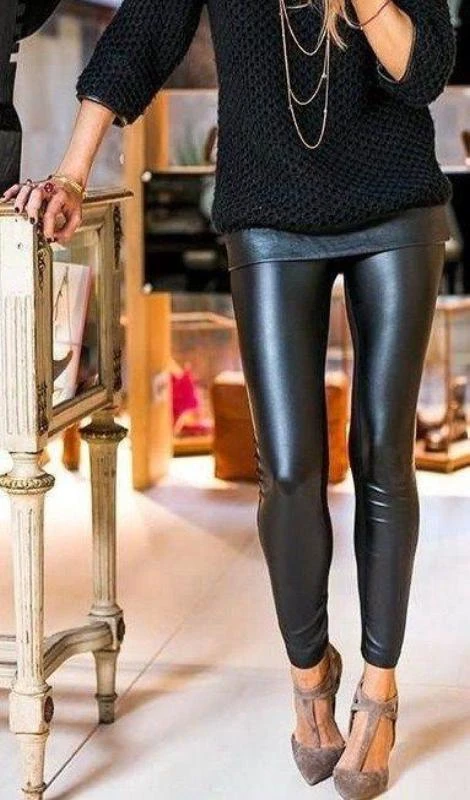 Zoe Leather Look Leggings - Black 2 Zoe Leather Look Leggings - Black - Image 2