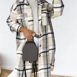 Smoky Mountains Plaid Shacket - Khaki + Grey