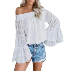 Sweet Pea Off The Shoulder Polka Dot Bell Sleeve Top - White, Rose, Blue, Pink Or Sage -Bezier shop 61H 2BqbQHR5L. UL1024