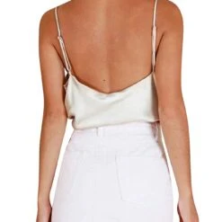 Simplicity Satin Cami Tank - Golden, Hunter Green, Black, White -Bezier shop 61RWlSgiDLL. SY879. SX. UX. SY. UY