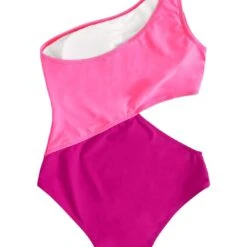 South Beach One Shoulder Cutout One Piece Swimsuit - Pink Or Black + White -Bezier shop 61 2BnMeuPu3L
