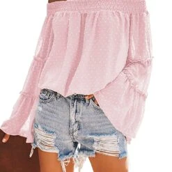 Sweet Pea Off The Shoulder Polka Dot Bell Sleeve Top - White, Rose, Blue, Pink Or Sage -Bezier shop 714Q4ulkcIL. UL1281