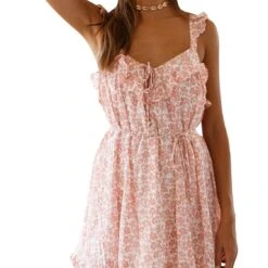 Maui Coral Floral Ruffle Dress 13 Maui Coral Floral Ruffle Dress -Bezier shop 71HGjtTaJPL