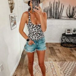 Leopard One Piece Bathing Suit -Bezier shop 71HNKl33gFL