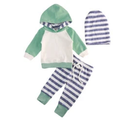 Skye Hoodie + Pants + Hat 3PCS Outfit Set - Green + Blue