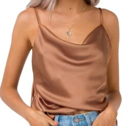 Simplicity Satin Cami Tank - Golden, Hunter Green, Black, White