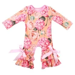 Spring Showers Floral Ruffle Onesie Romper - Pink Or Mint