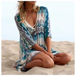 Wanderer Bikini Swimsuit Cover Up - Colorful Cyan