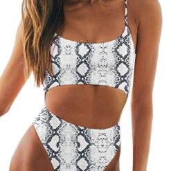 Mika One Piece Cut Out Lace Up Back Swimsuit - Pink, White, Snake, Leopard -Bezier shop 71ea1YnG5KL. SY879. SX. UX. SY. UY