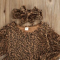 Leopard Ruffle Sweatshirt + Pants + Headband -Bezier shop 81oaCx hfHL