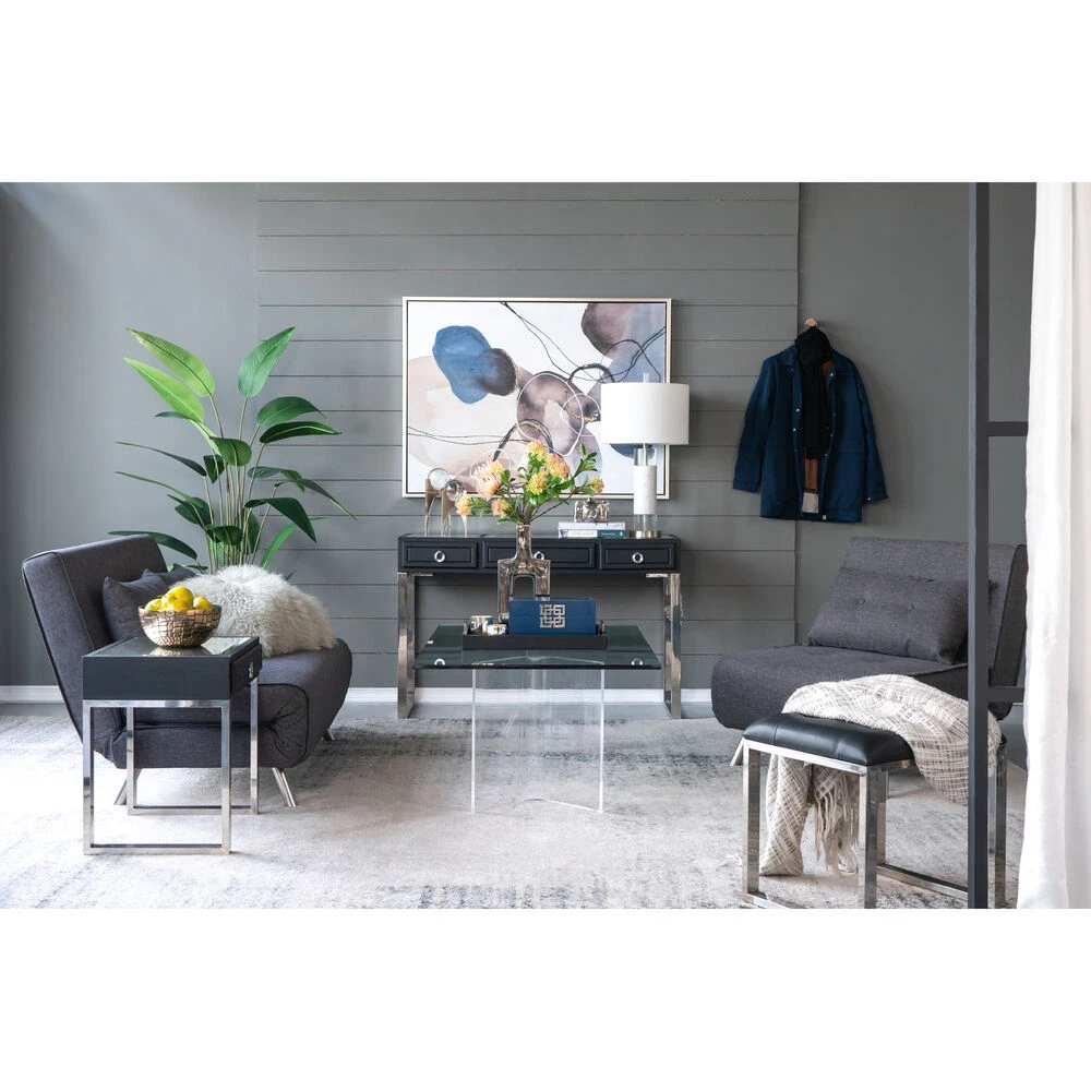 Anita 48 X 16 Inch Black And Silver Console Tables And Stool 16 Anita 48 X 16 Inch Black And Silver Console Tables And Stool - Image 16