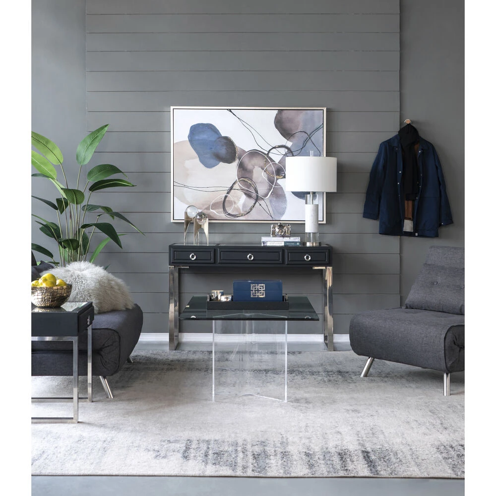 Anita 48 X 16 Inch Black And Silver Console Tables And Stool 17 Anita 48 X 16 Inch Black And Silver Console Tables And Stool - Image 17