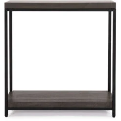 Kenton 30 Inch Gray Wood Veneer And Black Metal Frame Console Table