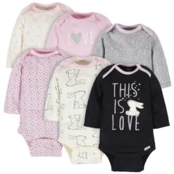 Bunny Baby 6-Pack Long-Sleeve Onesie Bodysuits