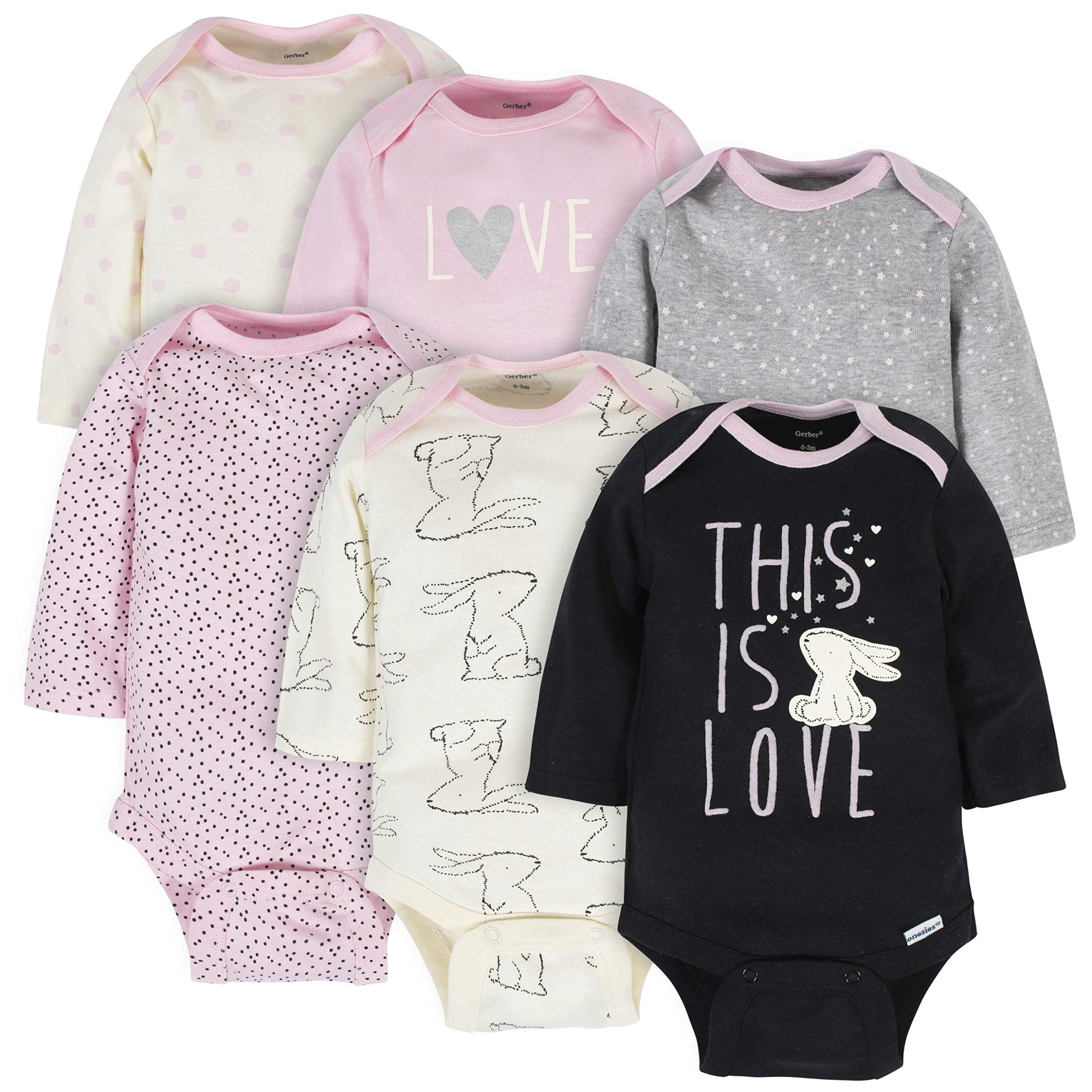 Bunny Baby 6-Pack Long-Sleeve Onesie Bodysuits 1 Bunny Baby 6-Pack Long-Sleeve Onesie Bodysuits
