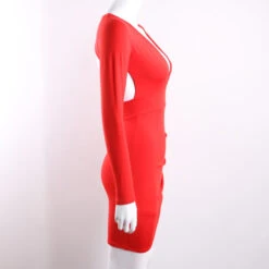 Nadia Long Sleeve Deep V Plunge Dress - Red 13 Nadia Long Sleeve Deep V Plunge Dress - Red -Bezier shop HTB1YEqyXsGg21JjSZFyq6xIZVXas
