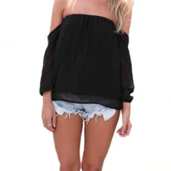 Wisteria Lane Off The Shoulder Blouse - Black RESTOCKED!