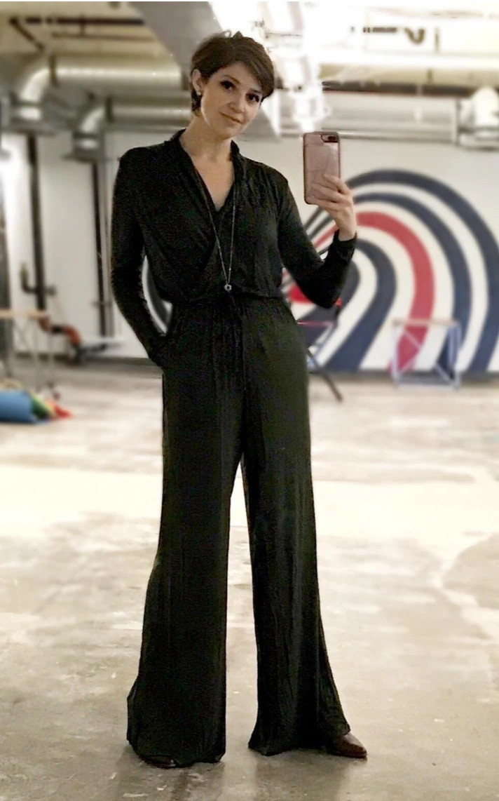 Uptown Wrap Top Wide Leg Long Sleeve Jumpsuit - Black 3 Uptown Wrap Top Wide Leg Long Sleeve Jumpsuit - Black - Image 3