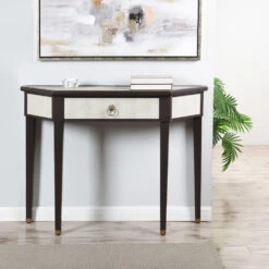 Dann Foley - Shagreen 45 Inch Ivory And Gray Shagreen Console Table -Bezier shop dff26560ds app