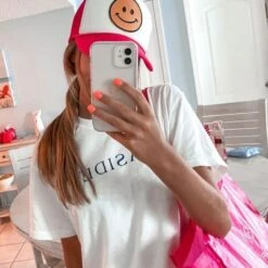 Good Vibes Only Smiley Face Trucker Hat -Bezier shop e4e048cd11bf90f182bb1adeacaa3b9d