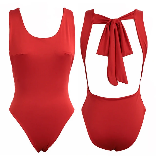 Alexa Tie Back Bodysuit - Pink Or Red 4 Alexa Tie Back Bodysuit - Pink Or Red - Image 4