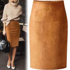 Carmen Faux Suede Midi Pencil Skirt - Camel, Beige Or Black -Bezier shop product image 547805942 grande b2e6d2a5 0869 461b b94a 6c623542db49