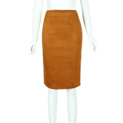 Carmen Faux Suede Midi Pencil Skirt - Camel, Beige Or Black -Bezier shop product image 714373604