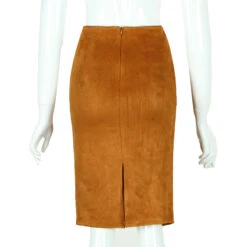 Carmen Faux Suede Midi Pencil Skirt - Camel, Beige Or Black -Bezier shop product image 714373606