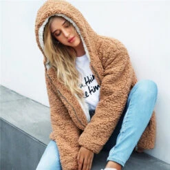 San Clemente Hooded Teddy Coat - Camel + White 8 San Clemente Hooded Teddy Coat - Camel + White -Bezier shop product image 826040244