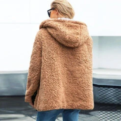 San Clemente Hooded Teddy Coat - Camel + White 9 San Clemente Hooded Teddy Coat - Camel + White -Bezier shop product image 826040245