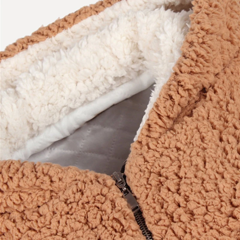 San Clemente Hooded Teddy Coat - Camel + White 3 San Clemente Hooded Teddy Coat - Camel + White - Image 3