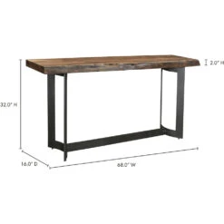 Bent 68 X 16 Inch Brown Console Table -Bezier shop ve 1041 03 70